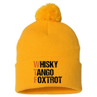 WTF Whisky Tango Foxtrot Pom Pom 12in Knit Beanie