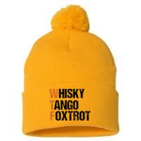 WTF Whisky Tango Foxtrot Pom Pom 12in Knit Beanie