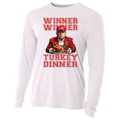 Winner Winner Turkey Dinner Humor Funny Trump Thanksgiving Cooling Performance Long Sleeve Crew