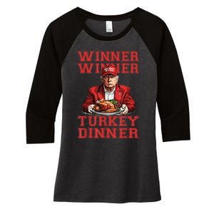 Winner Winner Turkey Dinner Humor Funny Trump Thanksgiving Women's Tri-Blend 3/4-Sleeve Raglan Shirt