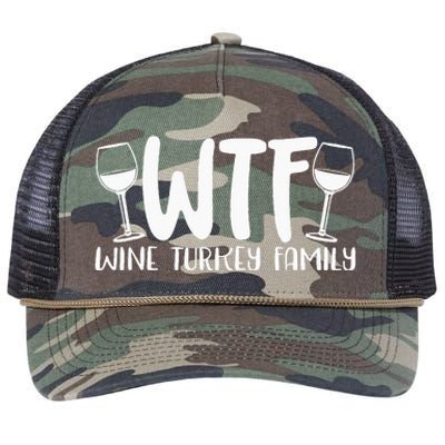 WTF Wine Turkey Family Funny Christmas Thanksgiving Retro Rope Trucker Hat Cap