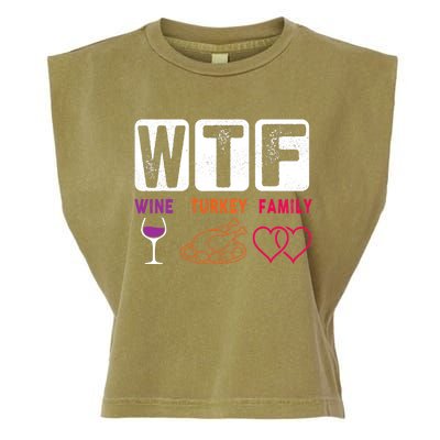 WTF Wine Turkey Family Happy Thanksgiving Day Funny Gifts Garment-Dyed Women's Muscle Tee