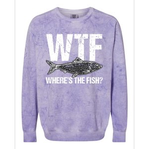 Wtf Wheres The Fish Funny Fishing Humor Fisher Meaningful Gift Colorblast Crewneck Sweatshirt