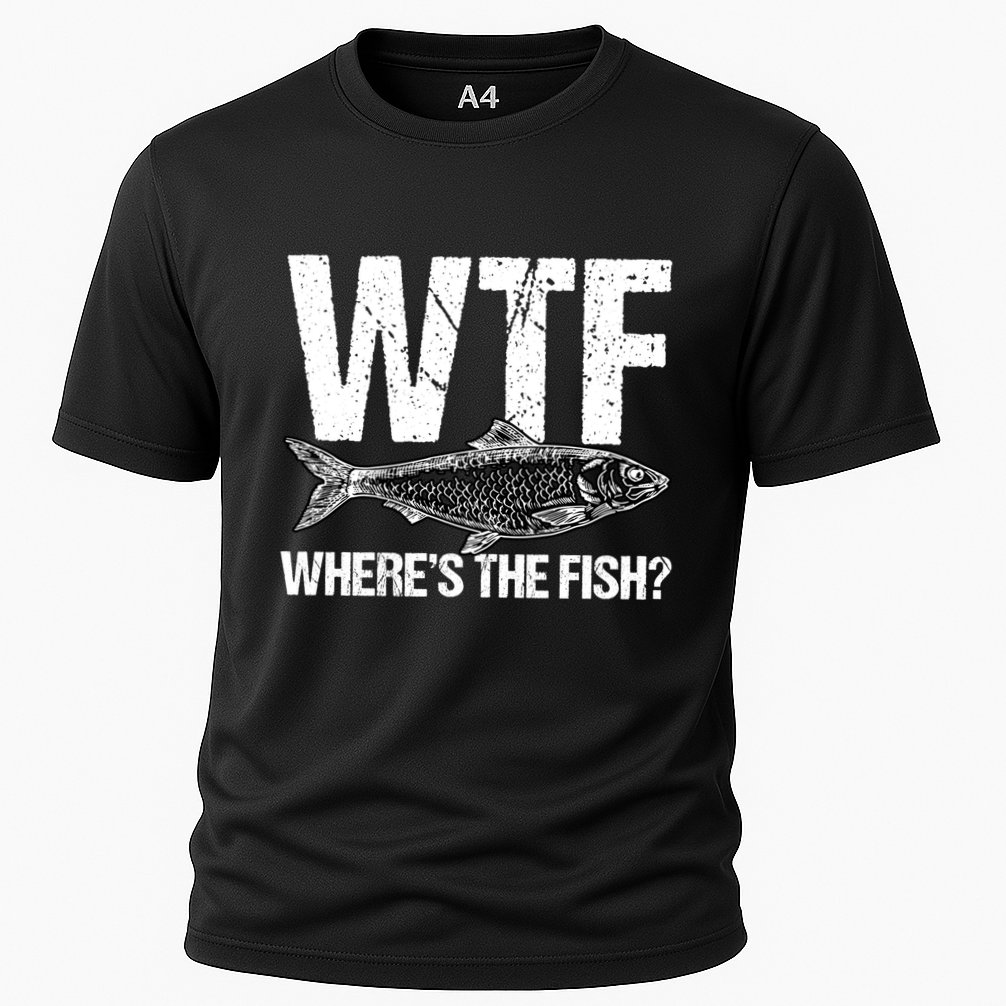 Wtf Wheres The Fish Funny Fishing Humor Fisher Meaningful Gift Cooling Performance Crew T-Shirt