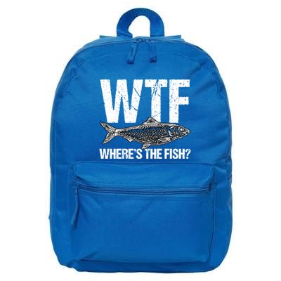 Wtf Wheres The Fish Funny Fishing Humor Fisher Meaningful Gift 16 in Basic Backpack