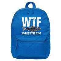 Wtf Wheres The Fish Funny Fishing Humor Fisher Meaningful Gift 16 in Basic Backpack