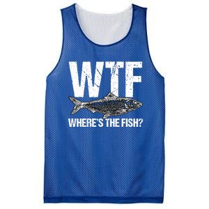 Wtf Wheres The Fish Funny Fishing Humor Fisher Meaningful Gift Mesh Reversible Basketball Jersey Tank