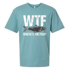 Wtf Wheres The Fish Funny Fishing Humor Fisher Meaningful Gift Sueded Cloud Jersey T-Shirt