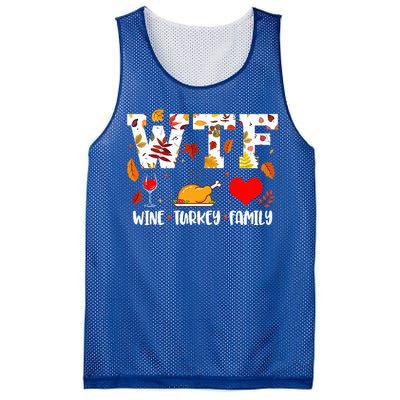 WTF Wine Turkey Family Funny Thanksgiving Day Mesh Reversible Basketball Jersey Tank