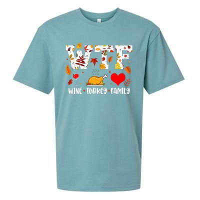 WTF Wine Turkey Family Funny Thanksgiving Day Sueded Cloud Jersey T-Shirt