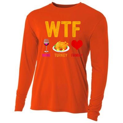 Wtf Wine Turkey Funny Thanksgiving Day Gift Cooling Performance Long Sleeve Crew