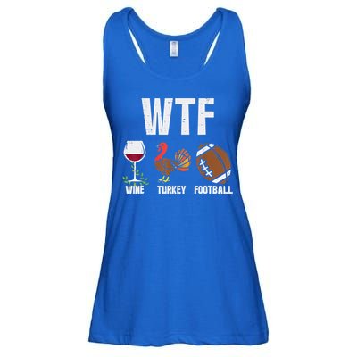 Wtf Wine Turkey Football Funny Thanksgiving Day Cute Gift Ladies Essential Flowy Tank