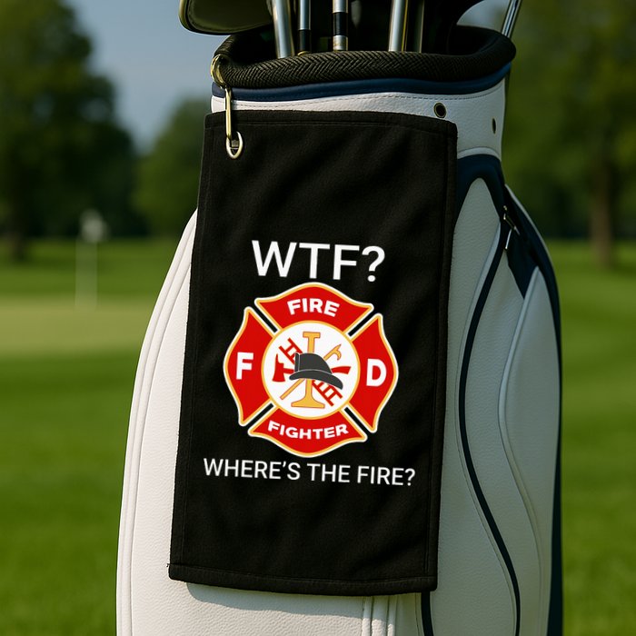 Wtf WhereS The Fire Funny Firefighter Golf Towel