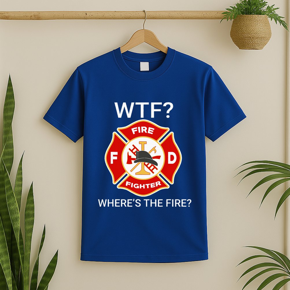 Wtf WhereS The Fire Funny Firefighter T-Shirt