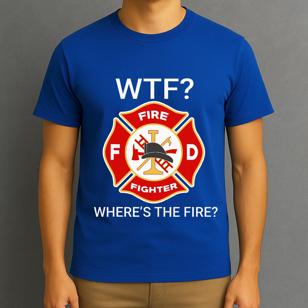 Wtf WhereS The Fire Funny Firefighter T-Shirt