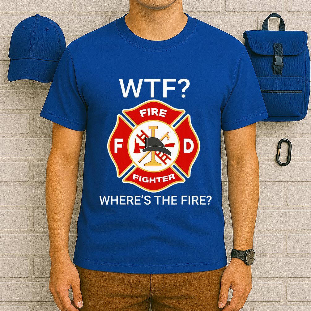 Wtf WhereS The Fire Funny Firefighter T-Shirt