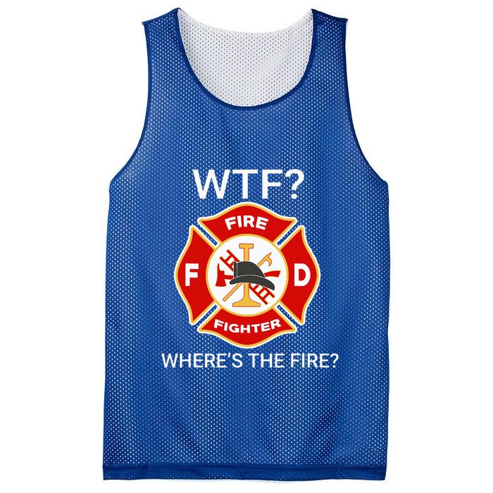 Wtf WhereS The Fire Funny Firefighter Mesh Reversible Basketball Jersey Tank