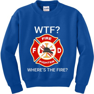 Wtf WhereS The Fire Funny Firefighter Kids Sweatshirt