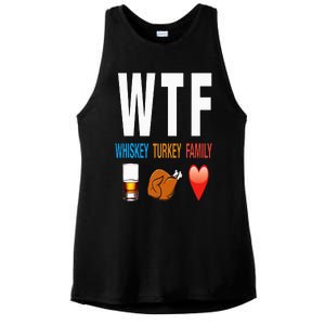 WTF Whiskey Turkey Family Thanksgiving Funny Gift Ladies PosiCharge Tri-Blend Wicking Tank