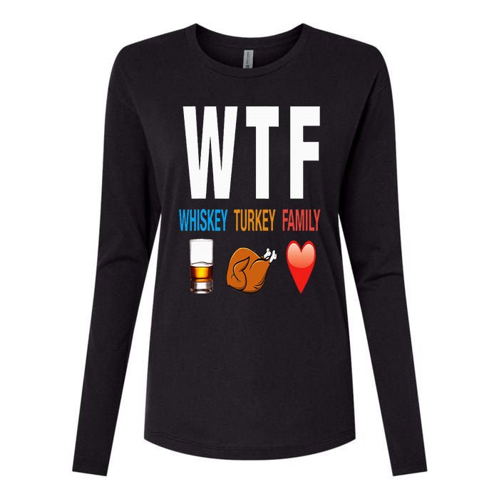 WTF Whiskey Turkey Family Thanksgiving Funny Gift Womens Cotton Relaxed Long Sleeve T-Shirt