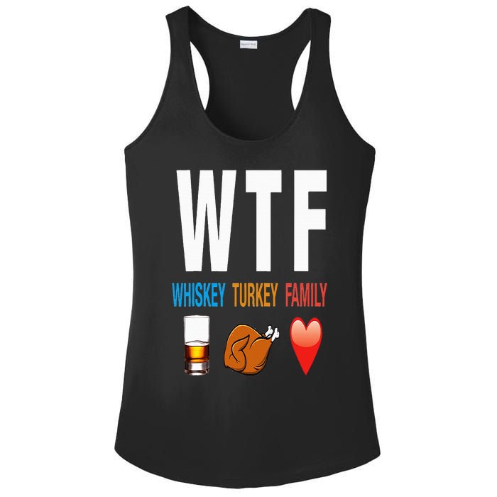 WTF Whiskey Turkey Family Thanksgiving Funny Gift Ladies PosiCharge Competitor Racerback Tank