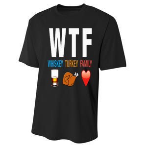 WTF Whiskey Turkey Family Thanksgiving Funny Gift Performance Sprint T-Shirt