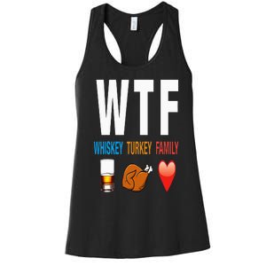 WTF Whiskey Turkey Family Thanksgiving Funny Gift Women's Racerback Tank