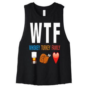 WTF Whiskey Turkey Family Thanksgiving Funny Gift Women's Racerback Cropped Tank