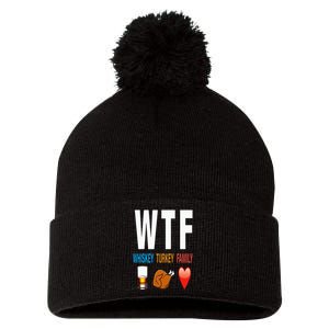 WTF Whiskey Turkey Family Thanksgiving Funny Gift Pom Pom 12in Knit Beanie