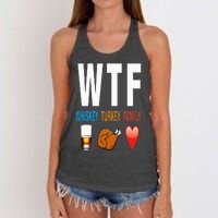 WTF Whiskey Turkey Family Thanksgiving Funny Gift Women's Knotted Racerback Tank