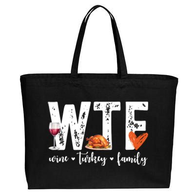 Wtf Wine Turkey Family Thanksgiving Funny Cotton Canvas Jumbo Tote