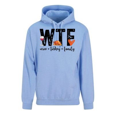 Wtf Wine Turkey Family Thanksgiving Funny Unisex Surf Hoodie