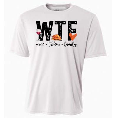 Wtf Wine Turkey Family Thanksgiving Funny Cooling Performance Crew T-Shirt