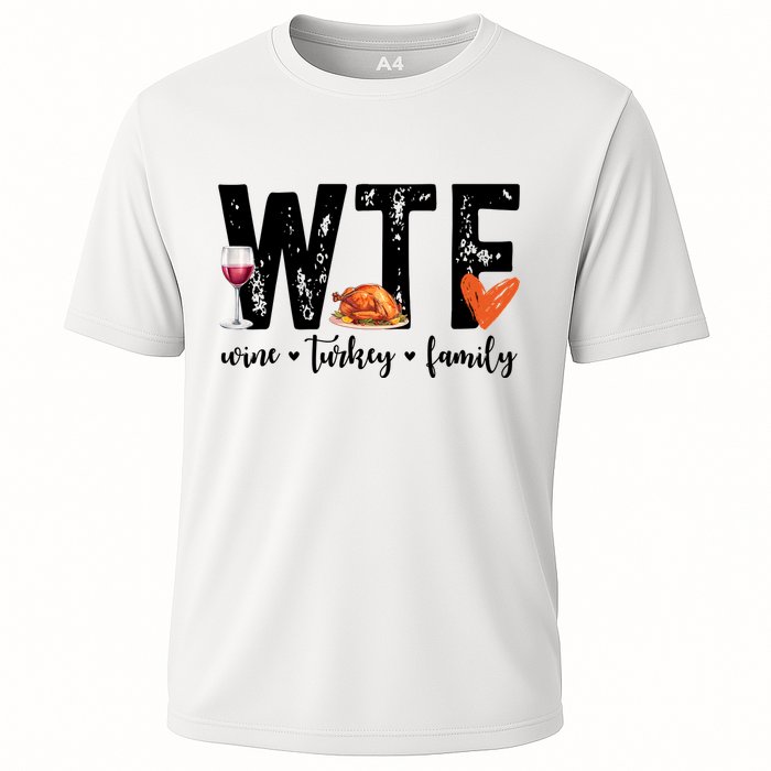 Wtf Wine Turkey Family Thanksgiving Funny Cooling Performance Crew T-Shirt
