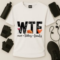 Wtf Wine Turkey Family Thanksgiving Funny Cooling Performance Crew T-Shirt