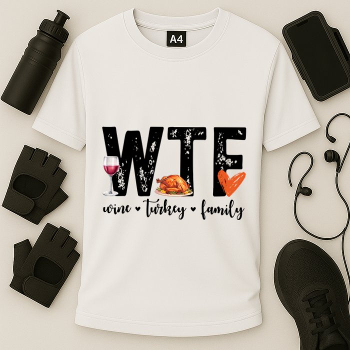 Wtf Wine Turkey Family Thanksgiving Funny Cooling Performance Crew T-Shirt