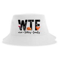 Wtf Wine Turkey Family Thanksgiving Funny Sustainable Bucket Hat