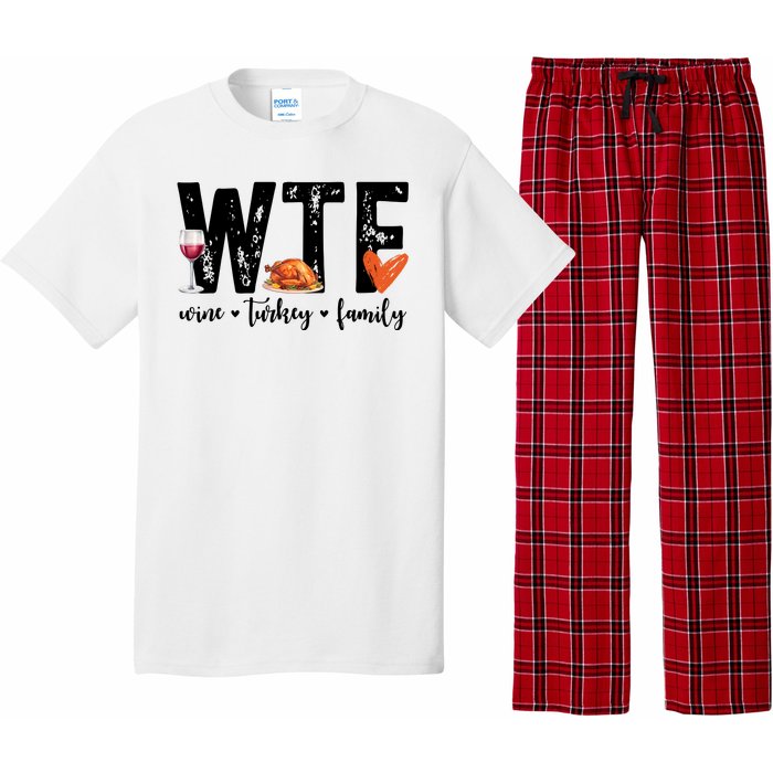 Wtf Wine Turkey Family Thanksgiving Funny Pajama Set