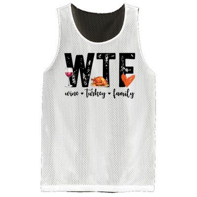 Wtf Wine Turkey Family Thanksgiving Funny Mesh Reversible Basketball Jersey Tank