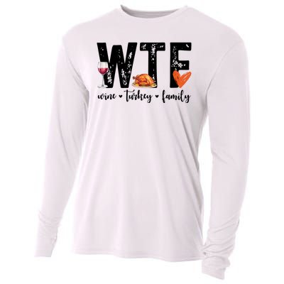 Wtf Wine Turkey Family Thanksgiving Funny Cooling Performance Long Sleeve Crew