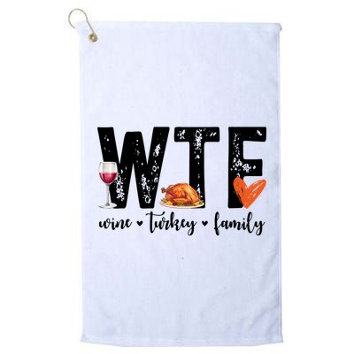 Wtf Wine Turkey Family Thanksgiving Funny Golf Towel