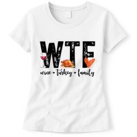 Wtf Wine Turkey Family Thanksgiving Funny Womens T-Shirt