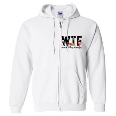 Wtf Wine Turkey Family Thanksgiving Funny Full Zip Hoodie