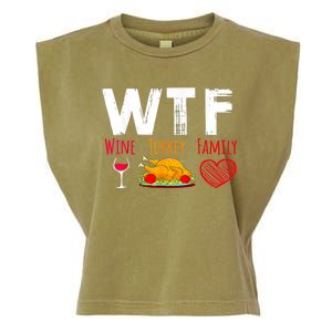 Wtf Wine Turkey Family Shirts Funny Thanksgiving Day Garment-Dyed Women's Muscle Tee