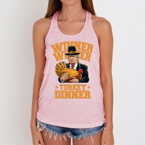 Winner Winnter Turkey Dinner Donald Trump Thanksgiving Funny Women's Knotted Racerback Tank