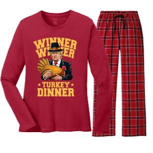 Winner Winnter Turkey Dinner Donald Trump Thanksgiving Funny Women's Long Sleeve Flannel Pajama Set 