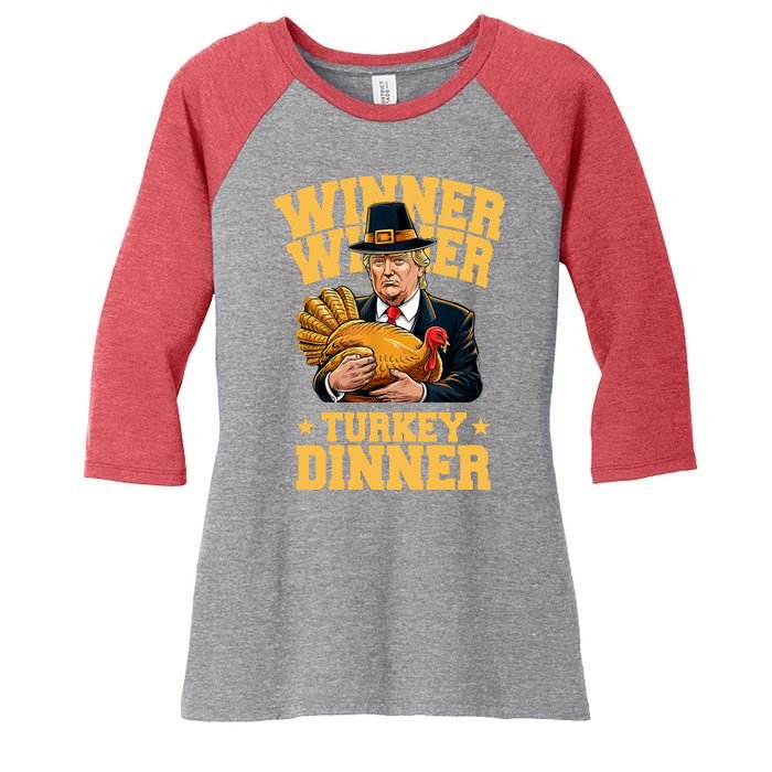 Winner Winnter Turkey Dinner Donald Trump Thanksgiving Funny Women's Tri-Blend 3/4-Sleeve Raglan Shirt