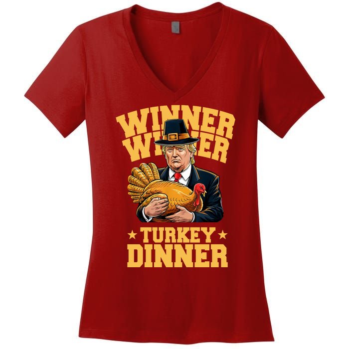 Winner Winnter Turkey Dinner Donald Trump Thanksgiving Funny Women's V-Neck T-Shirt