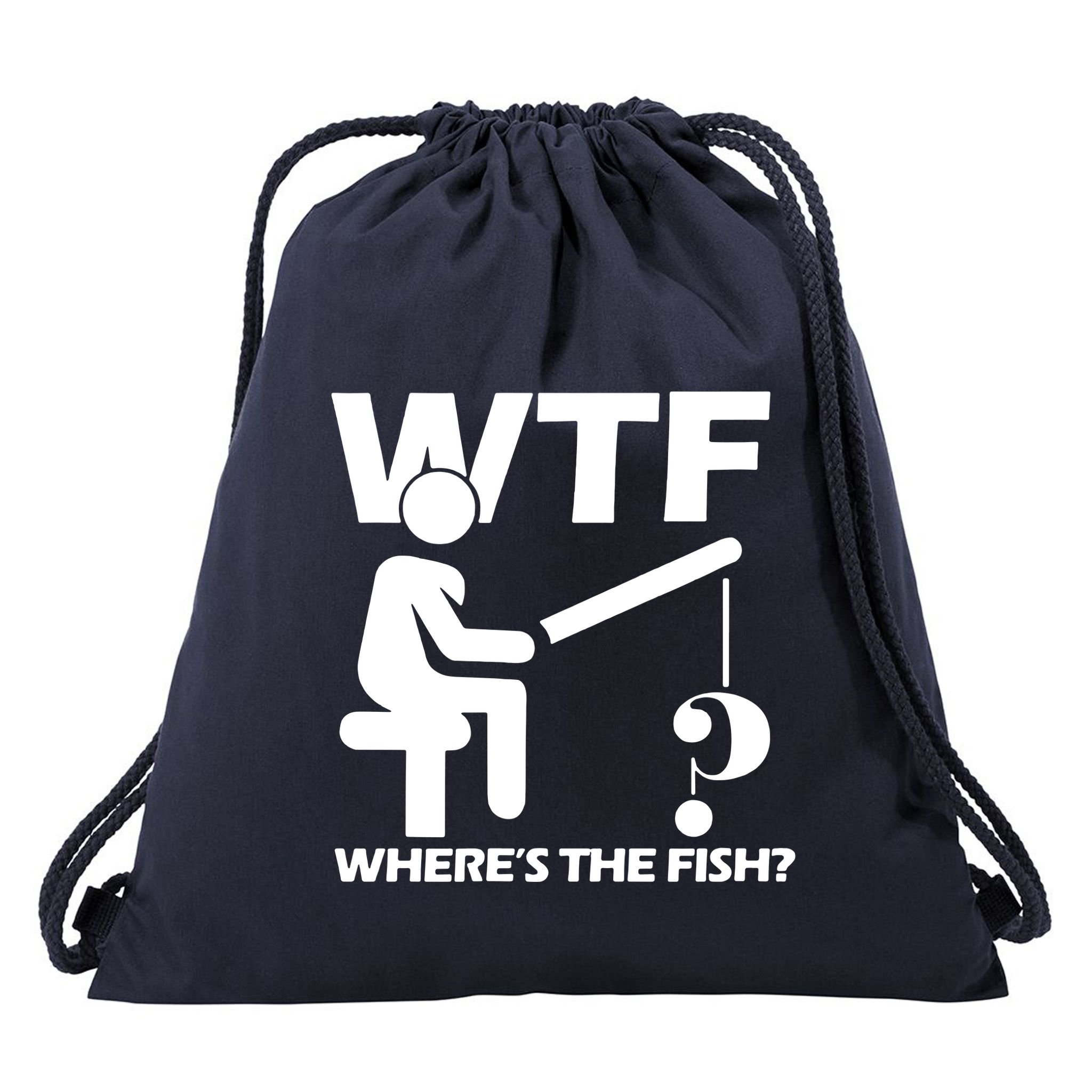Wtf Wheres The Fish Drawstring Bag