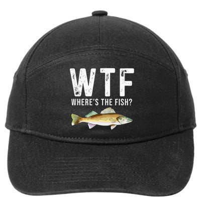 WTF Wheres The Fish Walleye Pike Funny Fishing Gifts 7-Panel Snapback Hat